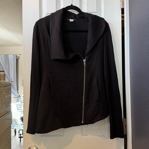 Helmut Lang Asymmetrical Villious Knit Moto Jacket Black Medium